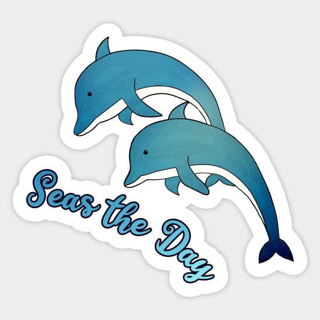 Seas the day dolphins Sticker by KaisPrints